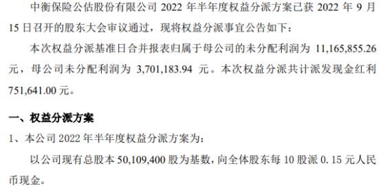 中衡股份每10股派现015元共计派发现金红利7516万