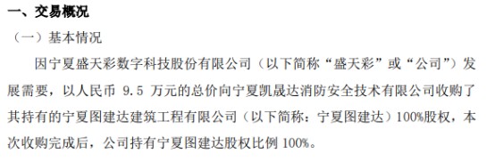 st盛天彩以95万向宁夏凯晟达收购了其持有的宁夏图建达100股权