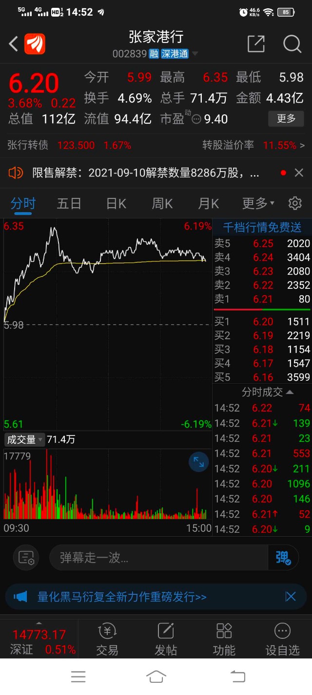 涛哥实盘 002839 张家港行 异动 窗口重点 仅供参考