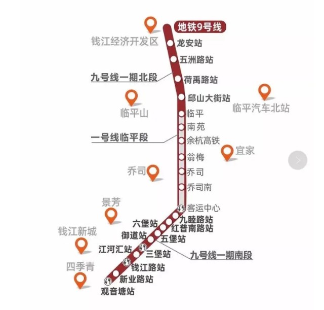 据了解,9号线一期北段衔接起地铁临平站,沿着迎宾路,景星观路下方