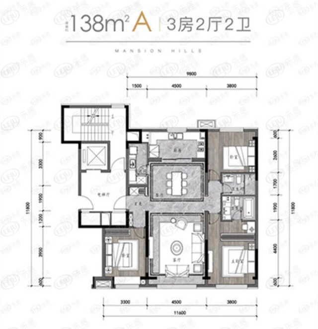 好住中海阅麓山138标准三居室让家更温暖