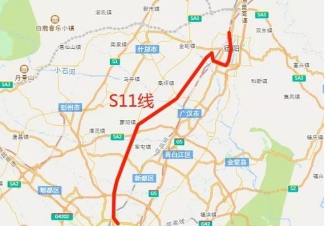 s5线起于地铁红莲站,然后沿天府大道西侧一路向南敷设,而后在视高片区