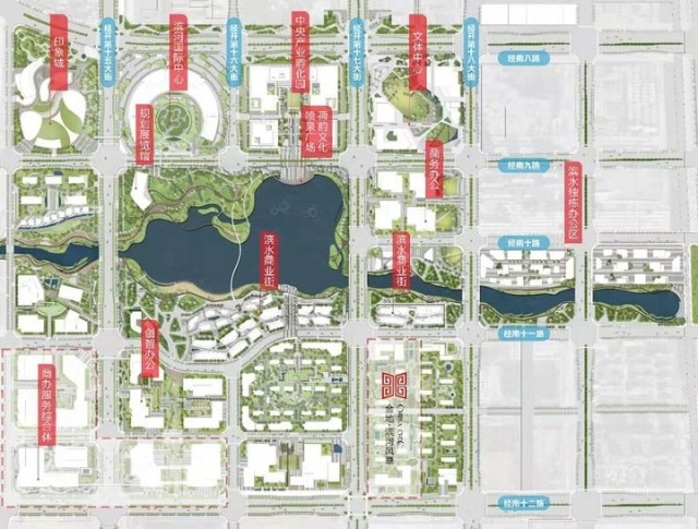 国际新城腹地,滨河新城是郑州发展大都市区规划中经开新区组团的核心