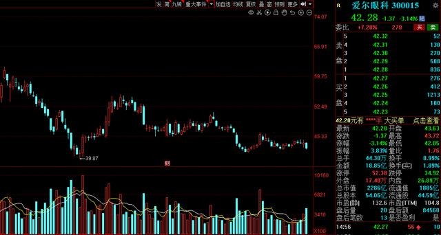 爱尔眼科:最新滚动市盈率104.8倍,2020年净资产收益率23.