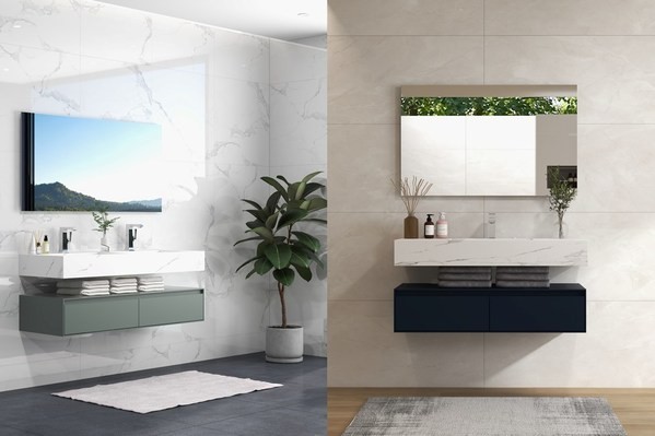 美标雅庭浴室柜(左),美标仕庭浴室柜(右)以突破性的创新设计重新定义