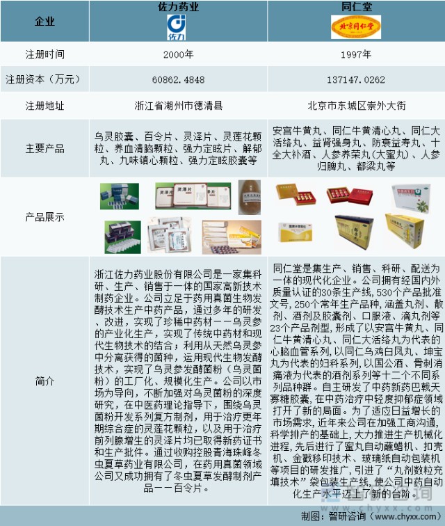 中国中药行业重点企业基本情况简介