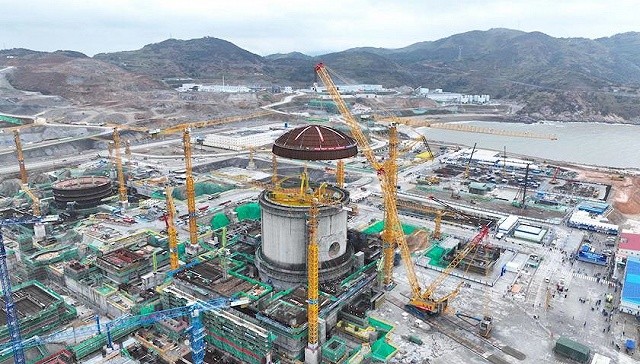 中广核浙江三澳核电1号机组完成穹顶吊装