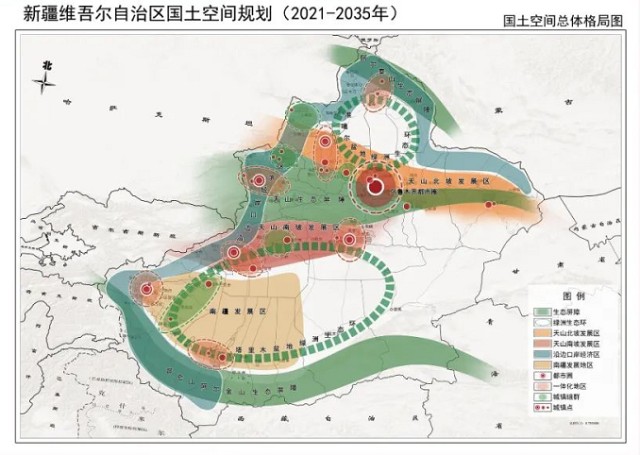 "四区"是指天山北坡发展区,天山南坡发展区,沿边口岸经济区,南疆发展