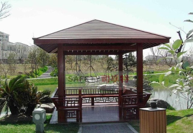 中式凉亭的四季之景