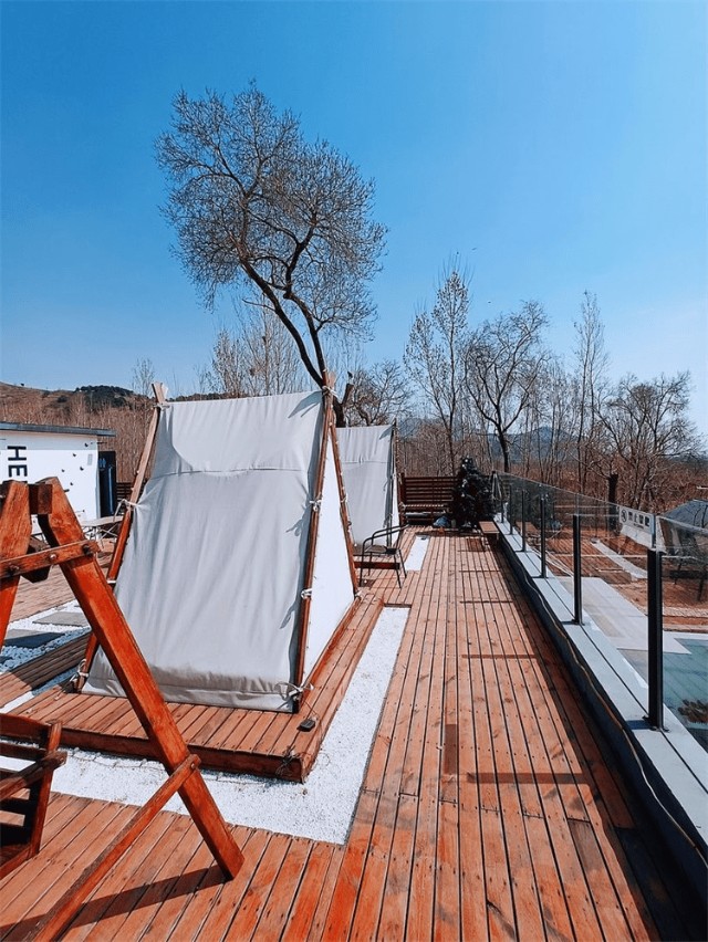 天津蓟县梨木台溪云望星山宅民宿,露台帐篷置身宫崎骏动画的错觉