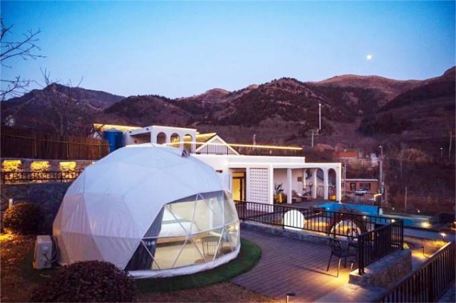 天津蓟县盘山艺融山舍民宿三面环山绝美视角星空房赏璀璨夜空