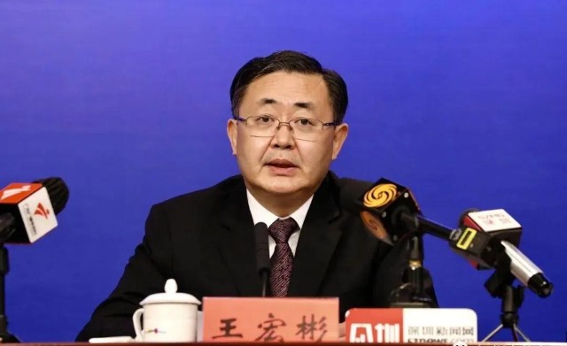 4月14日召开的光明科学城新闻发布会上,光明区委书记王宏彬,区长刘胜