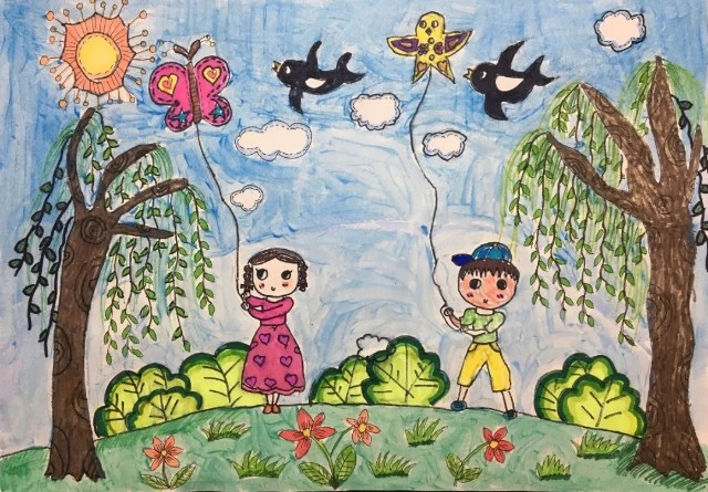 12岁《儿时游乐园之梦》胡艺婷 11岁《荷花》黄靖媛 5岁《雪中花》