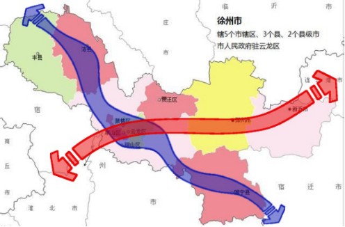 徐州市,在2003年进行产业改革的同时,实行了东进南扩的城市发展战略