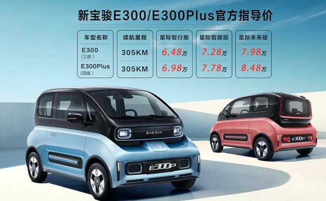 新宝骏e300/e300plus正式上市 售价648万元起