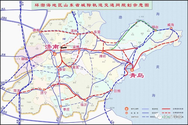 潍烟铁路主体线路与《环渤海地区山东省城际轨道交通网规划(调整)》