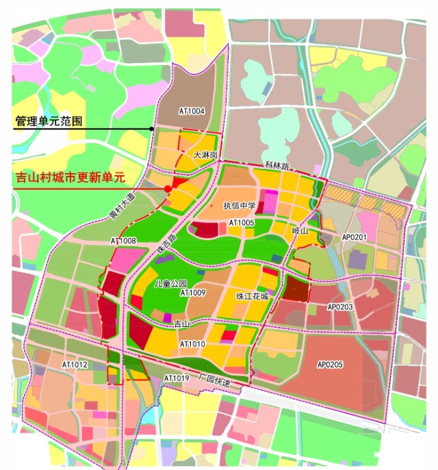 控规示意图吉山村已纳入广州市2019年城市更新三年行动计划,是天河区