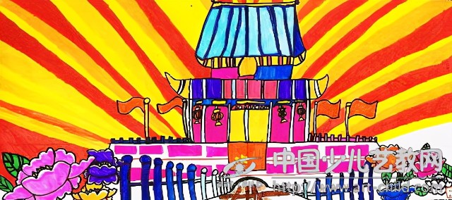 北京天安图画儿童画庄重威严的天安门都变得温柔起来