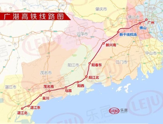 广湛高铁线路图此外,贯穿佛山南北大动脉的佛山地铁3号线(在建)在此