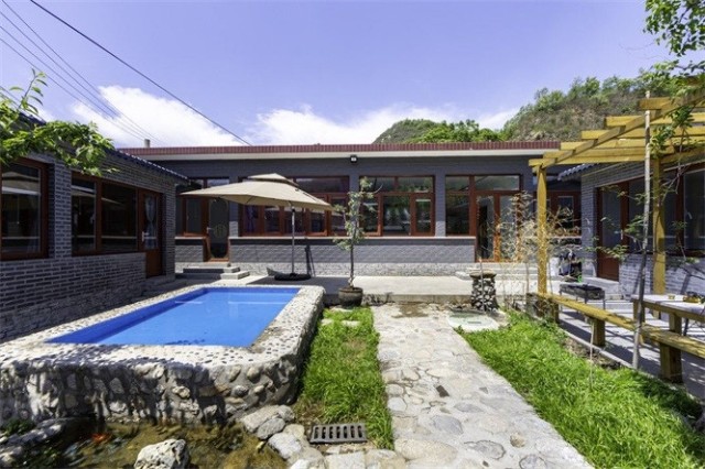 北京怀柔九渡河天宏山居民宿自带一方泳池青山绿水间避暑好去处