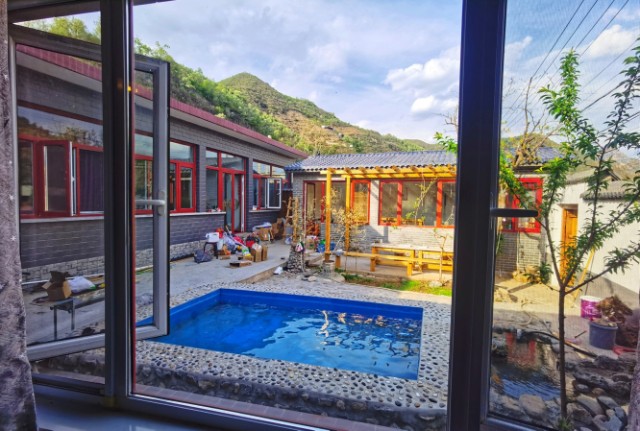 北京怀柔九渡河天宏山居民宿自带一方泳池青山绿水间避暑好去处