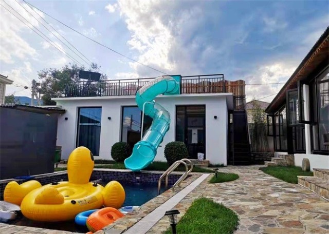 北京延庆永宁古城山田心居民宿门前河水清澈见底乡野浪漫幻想