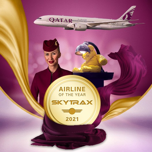 卡塔尔航空被skytrax评为2021年度最佳航空公司成史上首家六度获得这