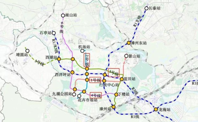 漳州至港尾至廈門城際鐵路(r3線)以外,漳州市還規劃了4條城市軌交線路