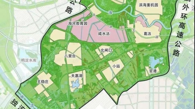 八里台镇东连滨海新区,西与西青区赛达产业园,泰达电子总部毗邻,南接