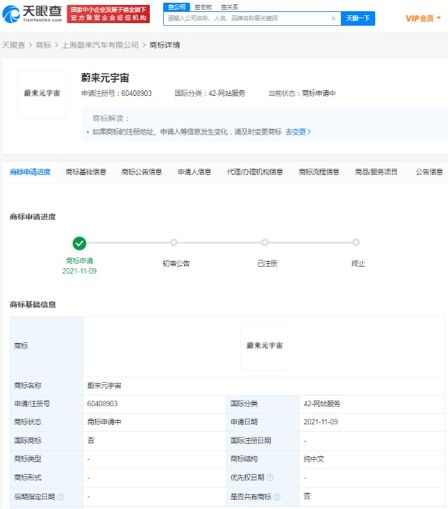 元宇宙概念大火 蔚来汽车申请元宇宙商标