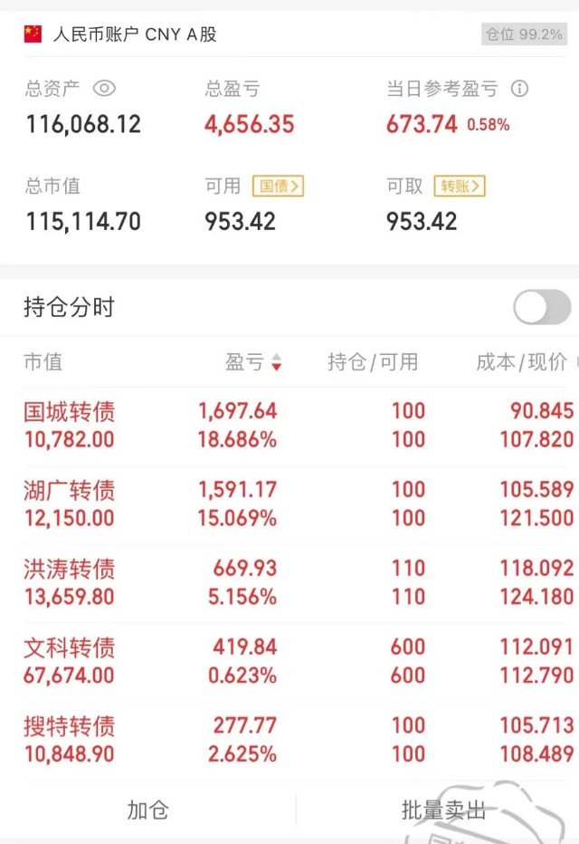 手動買入吉視轉債4手,價格114.270元5.手動賣出科達轉債12手,價格106.