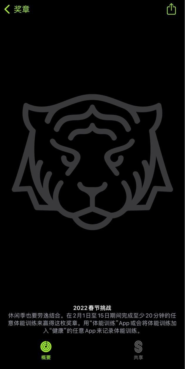 applewatch推出2022春节挑战20分钟锻炼可得虎头奖章