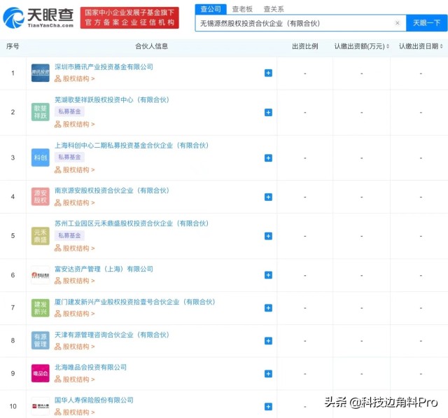 腾讯、小米、唯品会等投资无锡源然股权投资企业