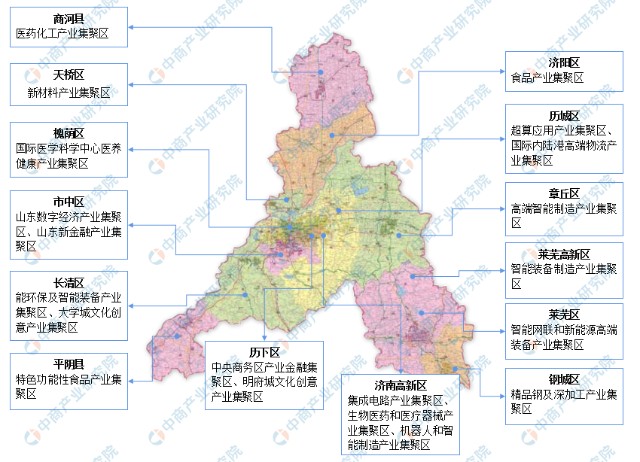 图表三:各区域重点产业集聚区分布情况济南市着力优化产业布局.
