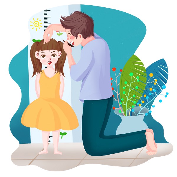 摄图网_401388388_父亲节素材父亲爸爸和儿子女儿孩子在量身高(企业