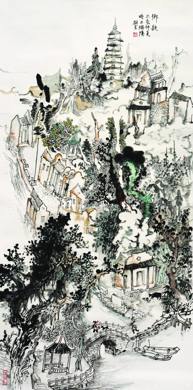 冼群星水墨写生作品展出描绘岭南水乡