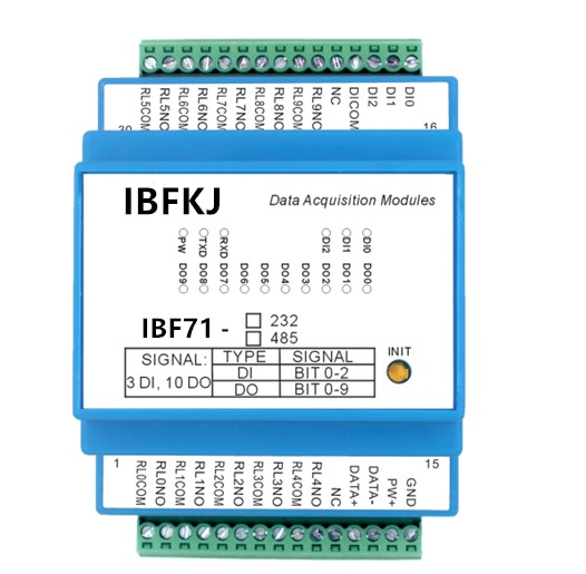 3路di和10路do继电器rs485232远程io模块ibf71