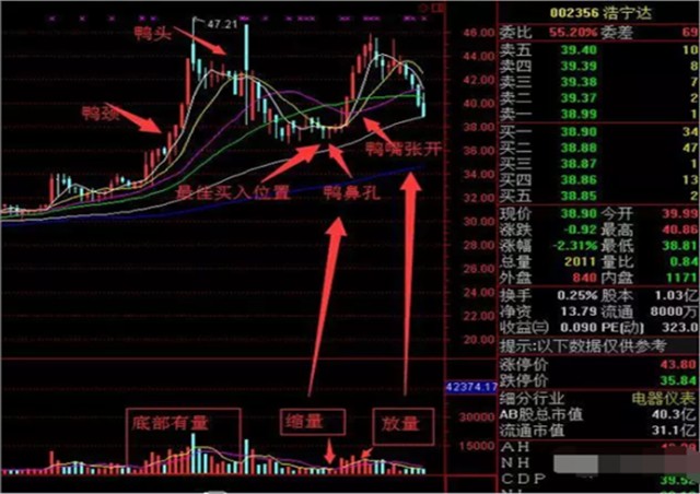 老鸭头是广通经典之一,老鸭头其实就是庄家建仓,洗盘,拉升的一系列