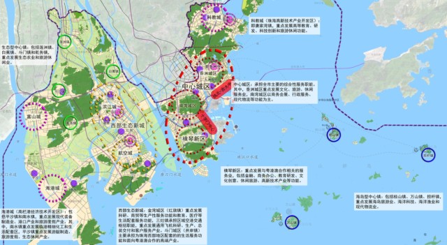 各區域重點發展產業分佈珠海市全市下轄香洲,斗門,金灣3個行政區,設有