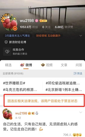 新浪财经名博wu2198,粉丝1053万,近7亿转评赞,妥妥的财经顶流.