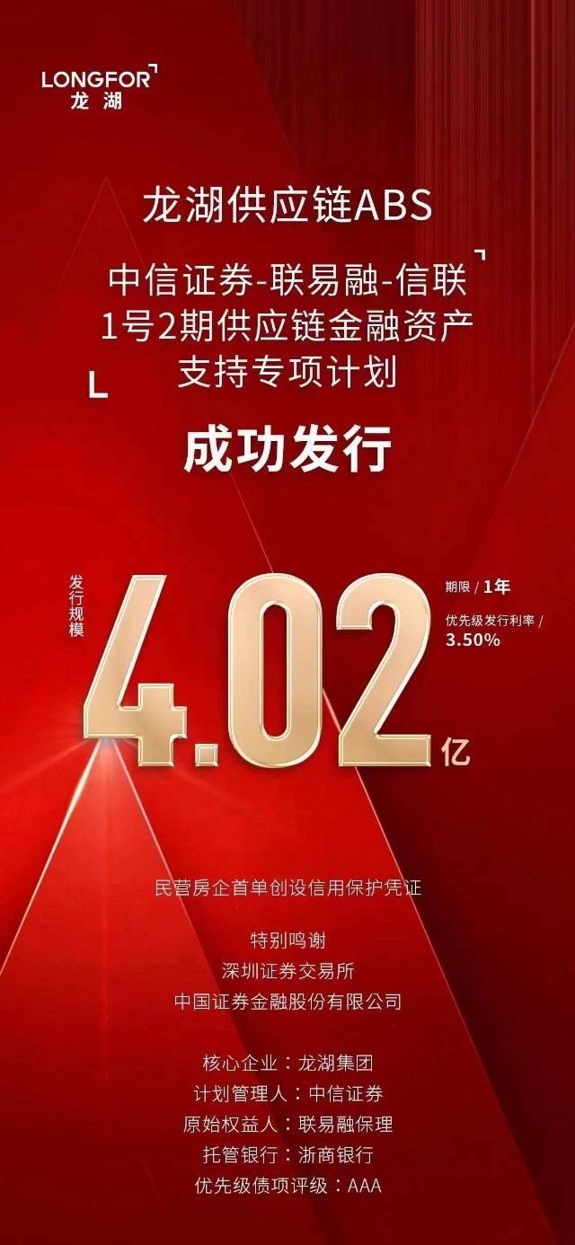 赵微5月17日,龙湖供应链abs"中信证券-联易融-信联1号2期供应链金融