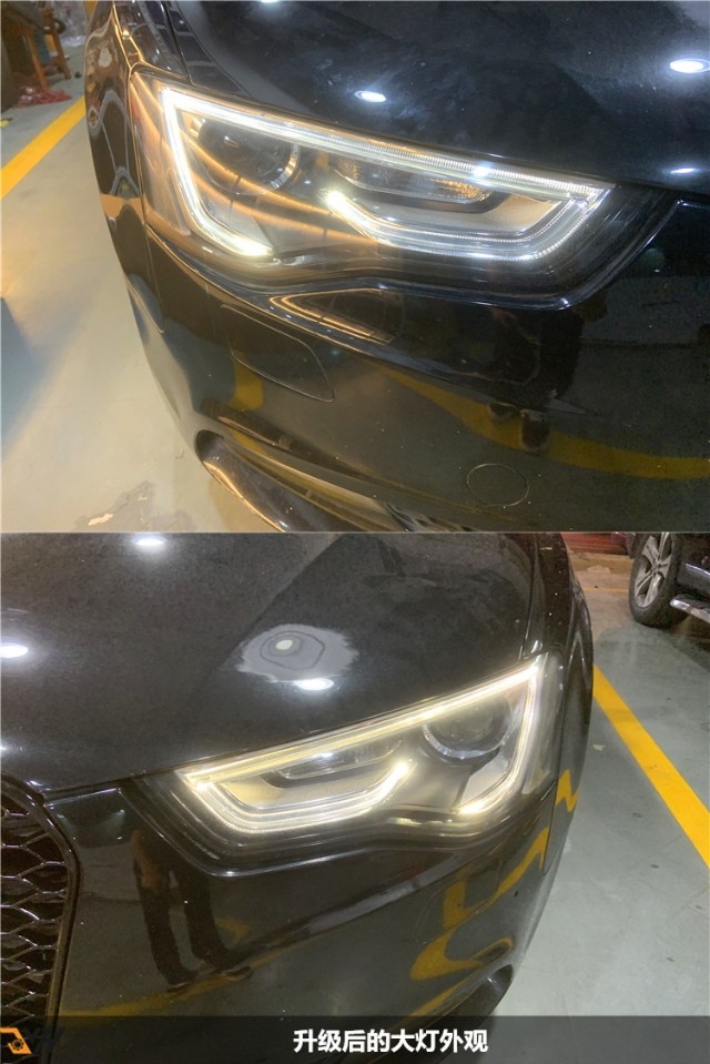 广州番禺汽车灯光改装店增城奥迪a5车灯升级led双光透镜
