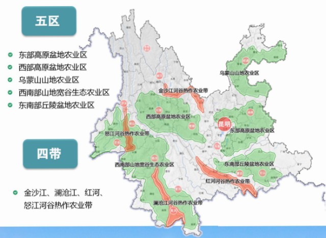 云南省农业空间布局"十四五"时期,云南省以现状耕地和园地为基础,结合