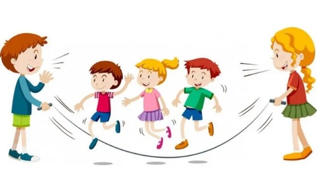 准备材料:橡皮绳或跳绳1根游戏玩法:单人跳绳比赛:家长与孩子分别跳绳