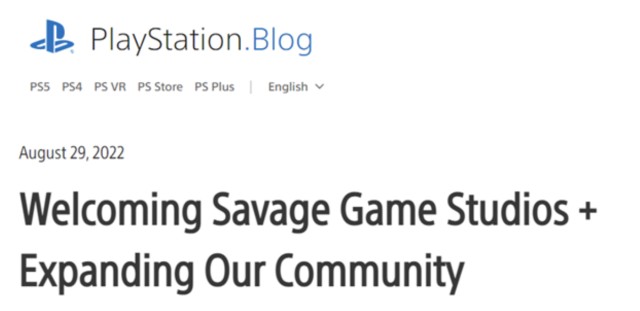索尼收购Savage Game Studios.png